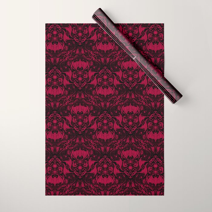 Bats and Beasts - Blood Red Wrapping Paper Gallery Image 1
