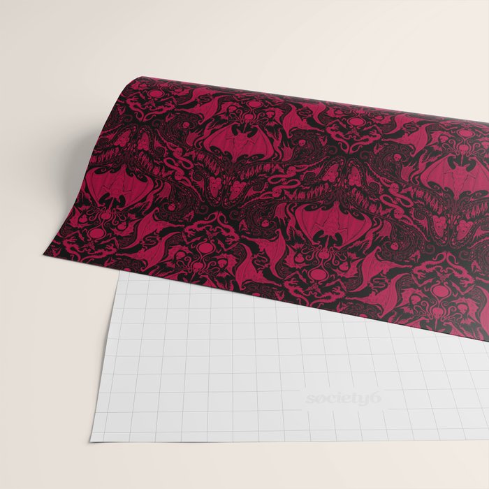 Bats and Beasts - Blood Red Wrapping Paper Gallery Image 2