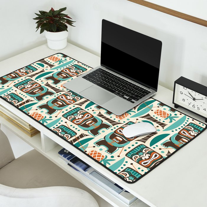 Tiki Hut Cream Aqua Desk Mat Gallery Image 2