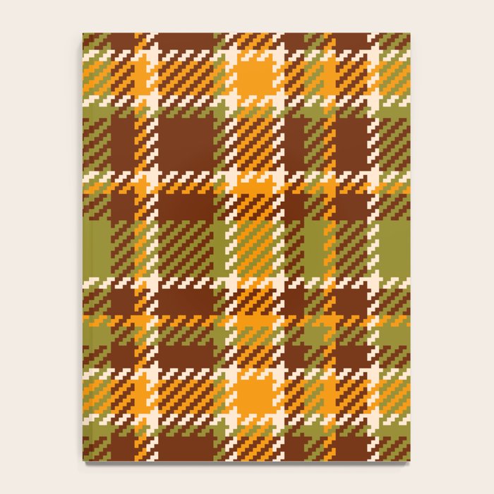 Retro 70s autumn tartan brown moss green mustard yellow pattern Notebook Gallery Image 4