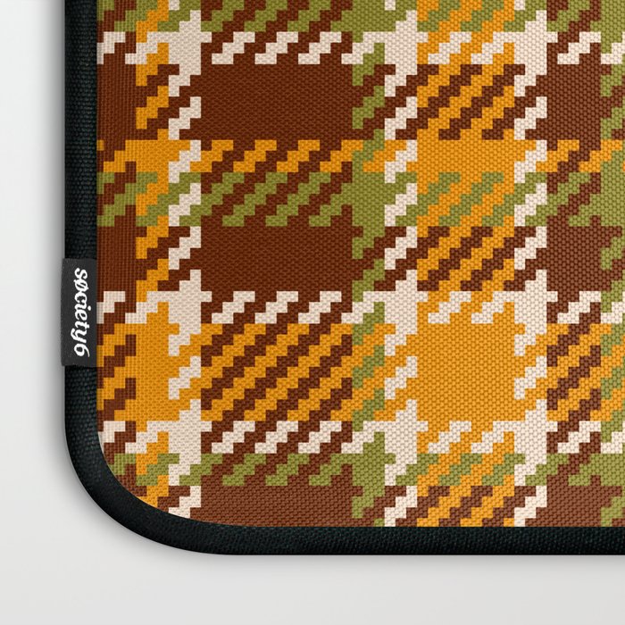 Retro 70s autumn tartan brown moss green mustard yellow pattern Laptop Sleeve Gallery Image 3