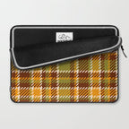 Retro 70s autumn tartan brown moss green mustard yellow pattern Laptop Sleeve Gallery Image 2