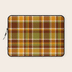 Retro 70s autumn tartan brown moss green mustard yellow pattern Laptop Sleeve Gallery Image 1