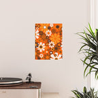 Retro Garden Flowers Groovy 1970s Floral Pattern in 70s Orange and Brown Poster Gallery Image 2
