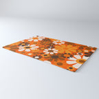 Retro Garden Flowers Groovy 1970s Floral Pattern in 70s Orange and Brown Rug Gallery Image 3