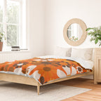 Retro Garden Flowers Groovy 1970s Floral Pattern in 70s Orange and Brown Duvet Cover Gallery Image 2