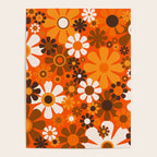 Retro Garden Flowers Groovy 1970s Floral Pattern in 70s Orange and Brown Poster Gallery Image 4