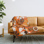 Retro Garden Flowers Groovy 1970s Floral Pattern in 70s Orange and Brown Throw Blanket Gallery Image 1