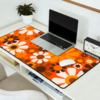 Retro Garden Flowers Groovy 1970s Floral Pattern in 70s Orange and Brown Desk Mat Gallery Image 2
