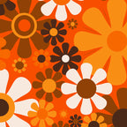 Retro Garden Flowers Groovy 1970s Floral Pattern in 70s Orange and Brown Coffee Mug Gallery Image 2