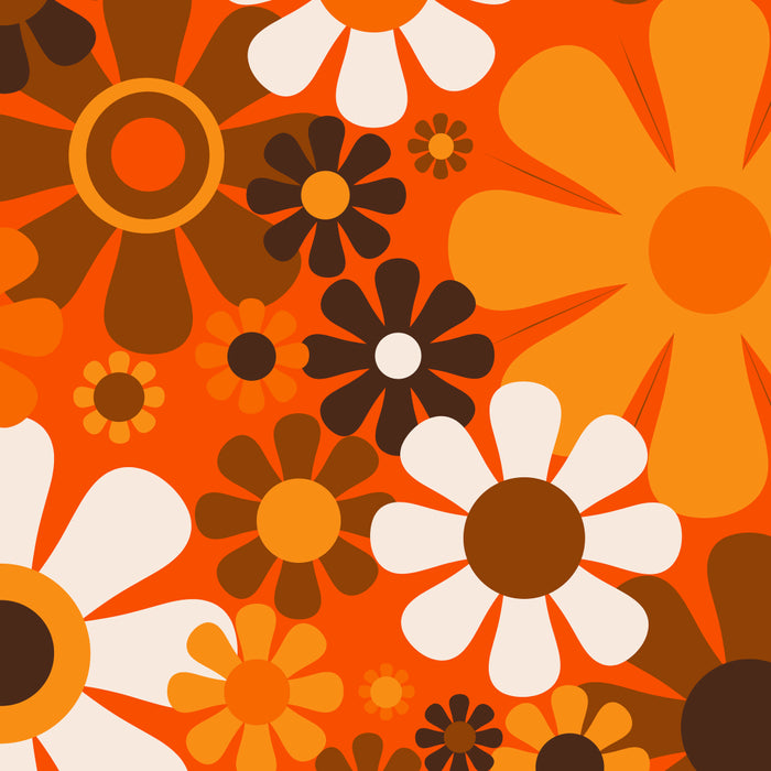 Retro Garden Flowers Groovy 1970s Floral Pattern in 70s Orange and Brown Coffee Mug Gallery Image 2