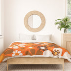 Retro Garden Flowers Groovy 1970s Floral Pattern in 70s Orange and Brown Duvet Cover Gallery Image 3