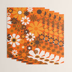 Retro Garden Flowers Groovy 1970s Floral Pattern in 70s Orange and Brown Wrapping Paper Gallery Image 3