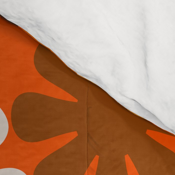Retro Garden Flowers Groovy 1970s Floral Pattern in 70s Orange and Brown Comforter Gallery Image 4