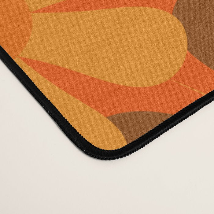Retro Garden Flowers Groovy 1970s Floral Pattern in 70s Orange and Brown Desk Mat Gallery Image 4