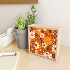 Retro Garden Flowers Groovy 1970s Floral Pattern in 70s Orange and Brown Mini Art Print Gallery Image 2