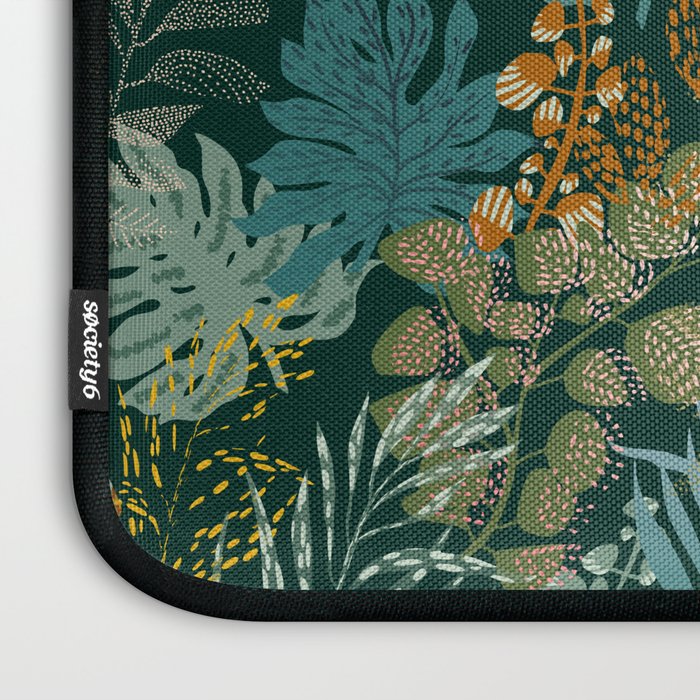 tropical night emerald leaves Laptop Sleeve Gallery Image 3