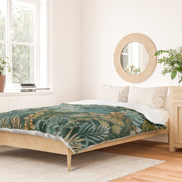 tropical night emerald leaves Duvet Cover Gallery Image 2