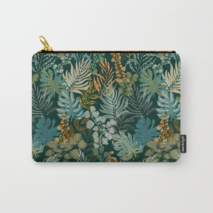 tropical night emerald leaves Carry All Pouch Gallery Image 1