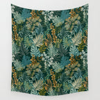 tropical night emerald leaves Wall Tapestry Gallery Image 4