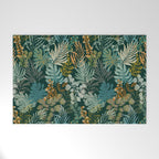 tropical night emerald leaves Welcome Mat Gallery Image 1