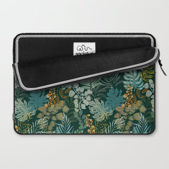 tropical night emerald leaves Laptop Sleeve Gallery Image 2