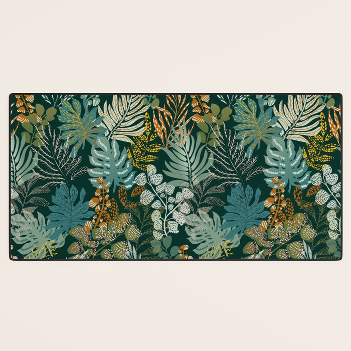 tropical night emerald leaves Desk Mat Gallery Image 3