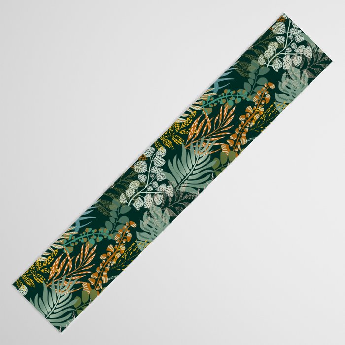 tropical night emerald leaves Table Runner Gallery Image 3