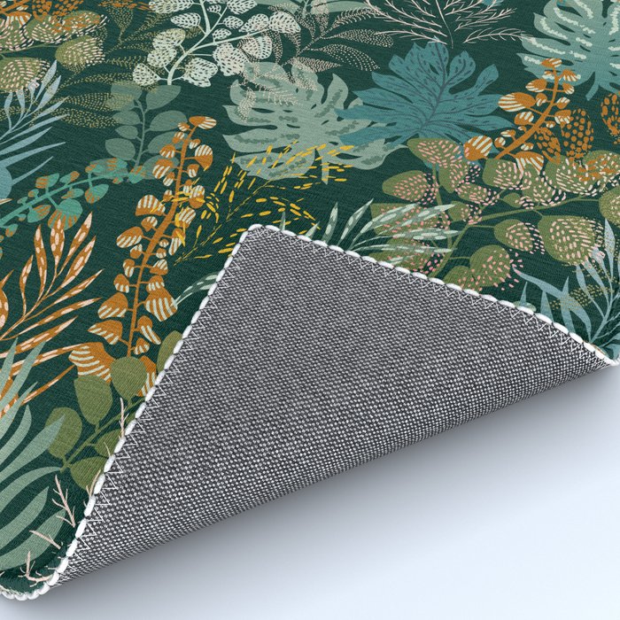 tropical night emerald leaves Rug Gallery Image 4