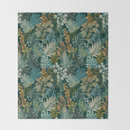 tropical night emerald leaves Throw Blanket Gallery Image 2