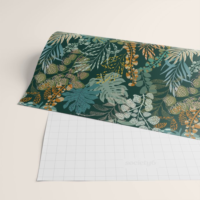 tropical night emerald leaves Wrapping Paper Gallery Image 2