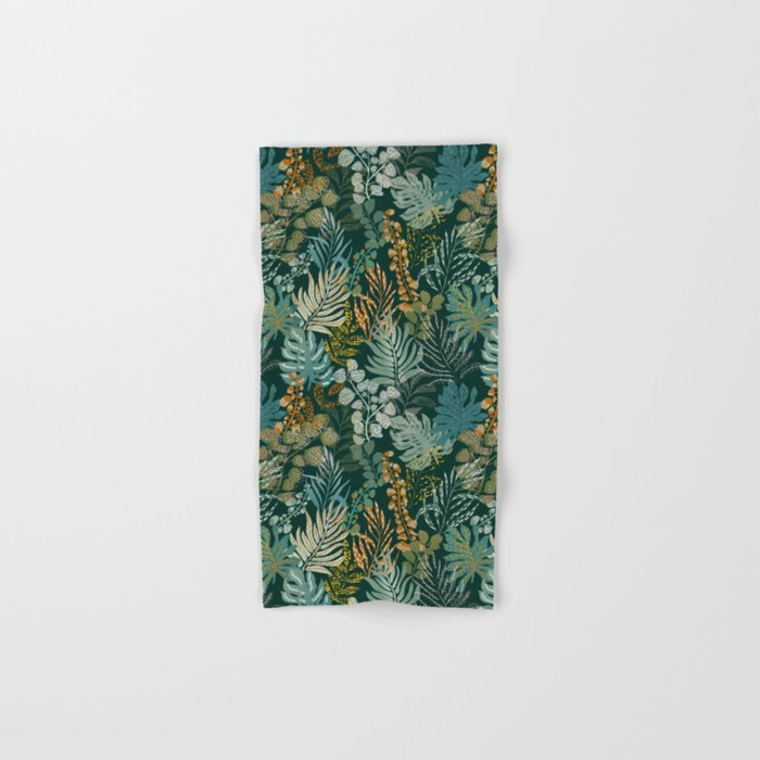 tropical night emerald leaves Bath Towel Gallery Image 1