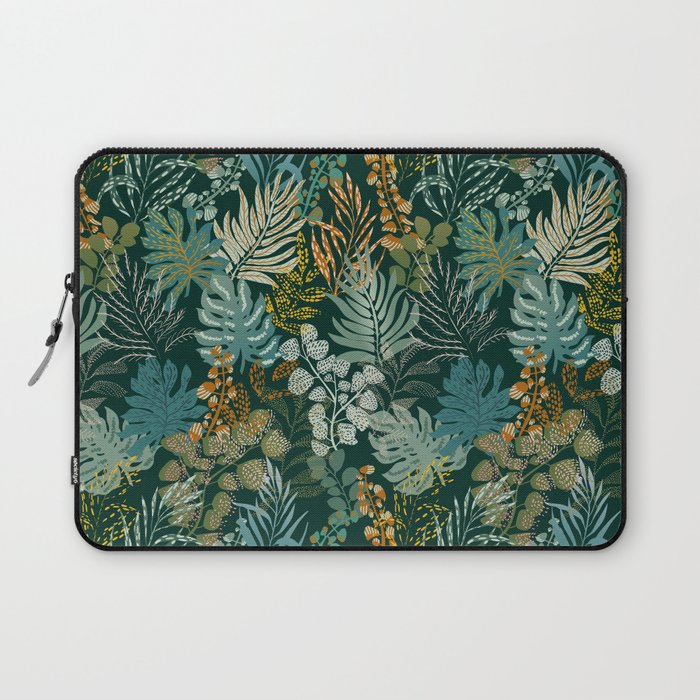 tropical night emerald leaves Laptop Sleeve Gallery Image 1