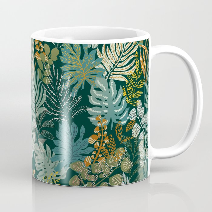 tropical night emerald leaves Coffee Mug Gallery Image 1