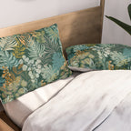 tropical night emerald leaves Pillow Sham Gallery Image 2