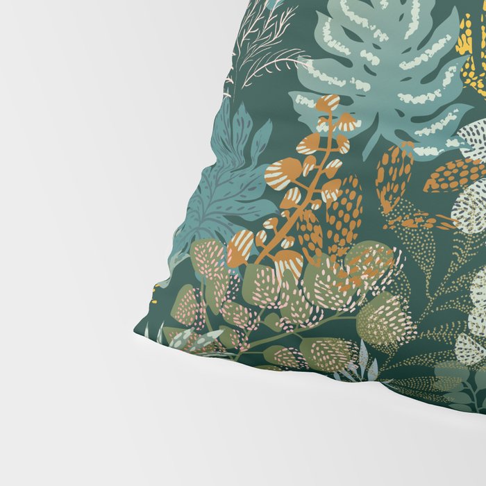 tropical night emerald leaves Pillow Sham Gallery Image 4
