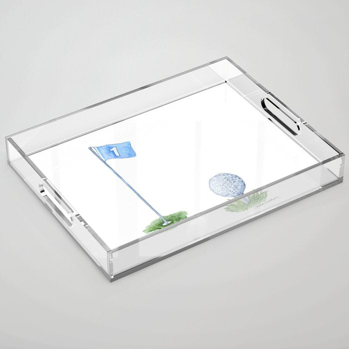 Golf Ball Watercolor Acrylic Tray Gallery Image 1