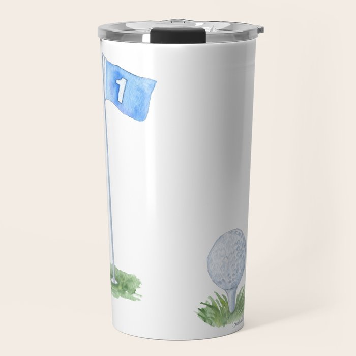 Golf Ball Watercolor Travel Mug Gallery Image 1