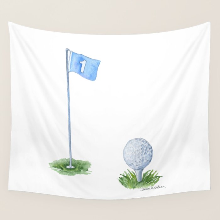 Golf Ball Watercolor Wall Tapestry Gallery Image 4