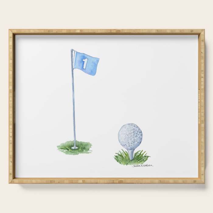 Golf Ball Watercolor Serving Tray Gallery Image 1