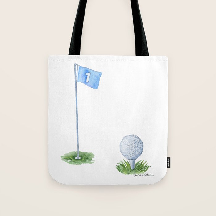 Golf Ball Watercolor Tote Bag Gallery Image 1