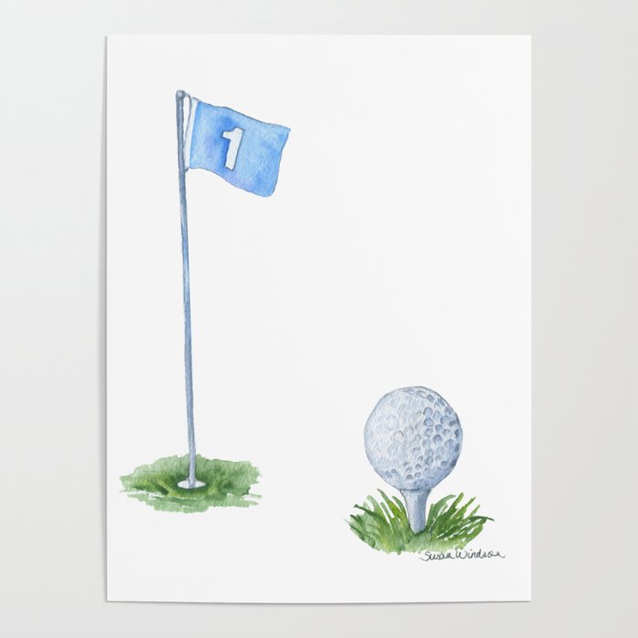 Golf Ball Watercolor Poster Gallery Image 4