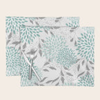 Festive, Floral Blooms and Leaves, Teal and Gray Placemat Gallery Image 1