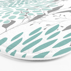 Festive, Floral Blooms and Leaves, Teal and Gray Bath Mat Gallery Image 3