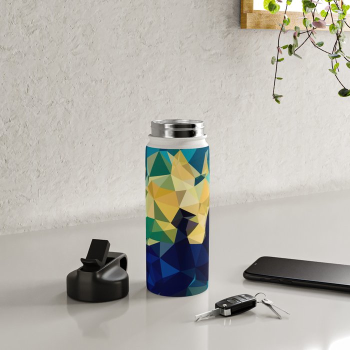 Blue Gold New Poly Wave Geometric Triangles  Water Bottle Gallery Image 4