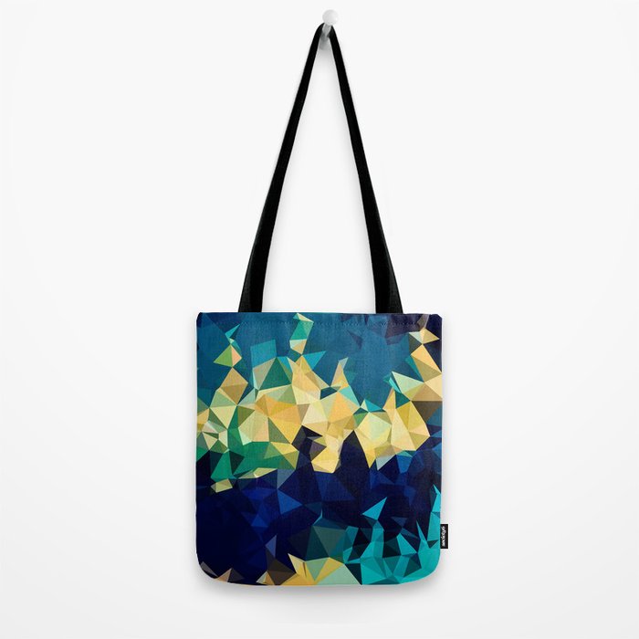 Blue Gold New Poly Wave Geometric Triangles  Tote Bag Gallery Image 2