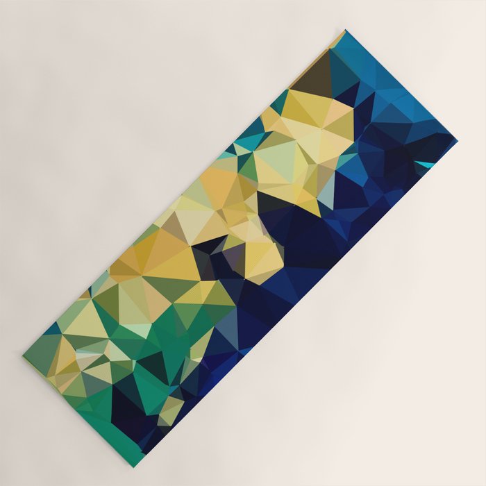 Blue Gold New Poly Wave Geometric Triangles  Yoga Mat Gallery Image 1