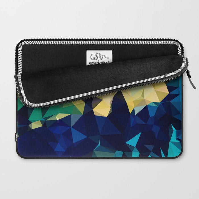 Blue Gold New Poly Wave Geometric Triangles  Laptop Sleeve Gallery Image 2