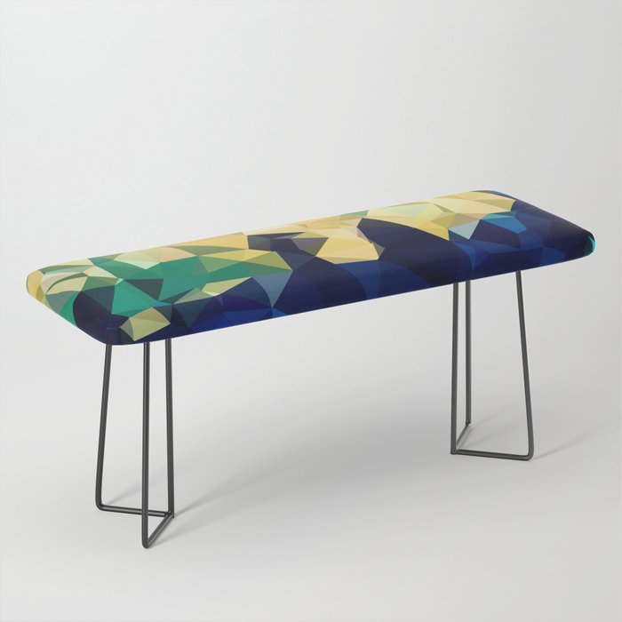 Blue Gold New Poly Wave Geometric Triangles  Bench Gallery Image 1