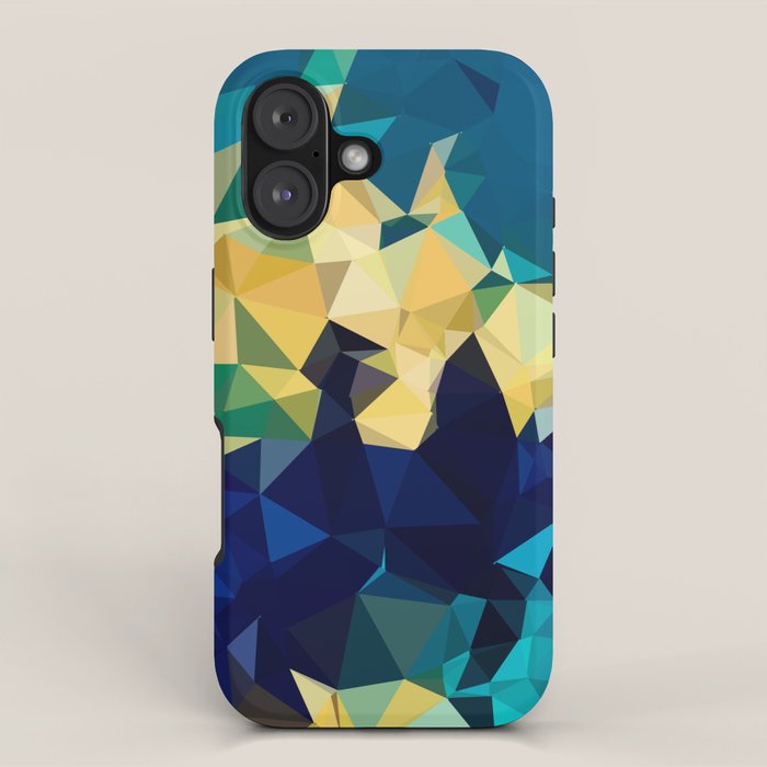 Blue Gold New Poly Wave Geometric Triangles  iPhone Case Gallery Image 1